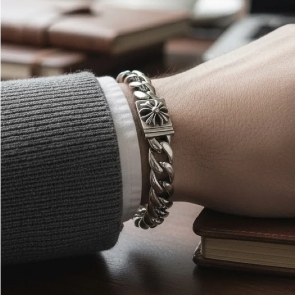Stainless Steel Vintage Style Cross Unisex Bracelet Chain Link